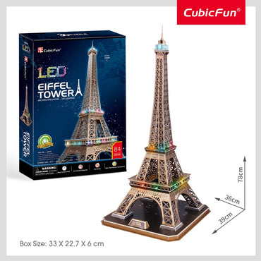 CubicFun - LED Eiffel Tower 3D Puzzle - 84pc
