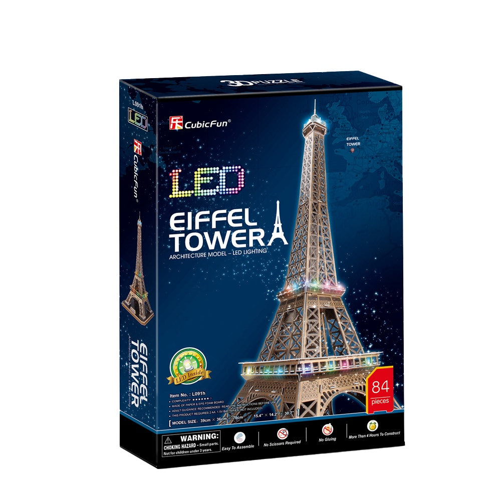 CubicFun - LED Eiffel Tower 3D Puzzle - 84pc