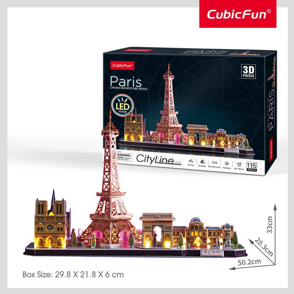 CubicFun - LED City Line Paris 3D Puzzle - 115pc