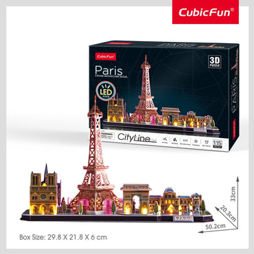 CubicFun - LED City Line Paris 3D Puzzle - 115pc