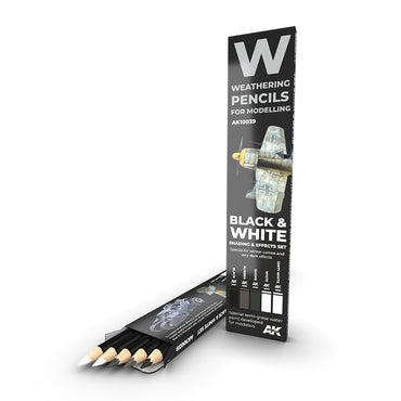 AK Interactive - Weathering Pencils Sets - Black & White Shading & Effects Set