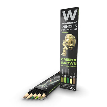 AK Interactive - Weathering Pencils Sets - Green And Brown Shading and Effects Set