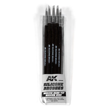 AK9085 AK Interactive - Tools - Set Of 5 Silicone Brushes Medium Hard Tip Medium
