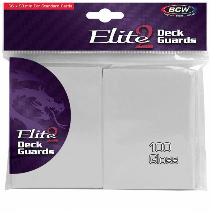 BCW Deck Protectors Standard Elite2 Glossy White (66mm x 93mm) (100 Sleeves Per Pack)