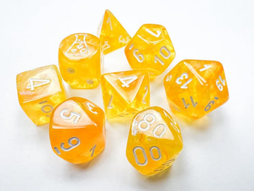 Chessex Lab Dice Set Borealis Polyhedral Canary/white Luminary 7-Die Set