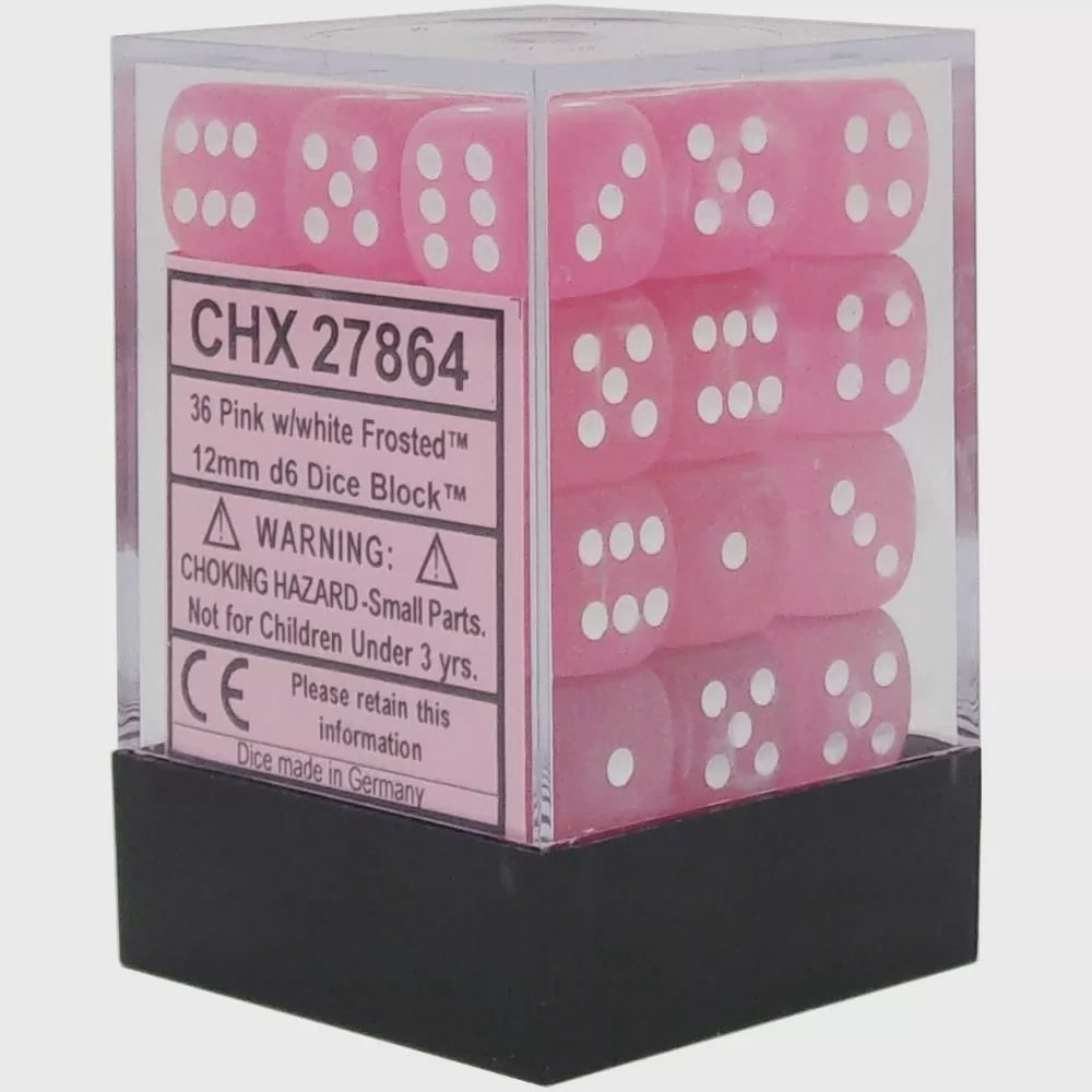 CHX 27864 Frosted 12mm d6 Pink/White Block (36)