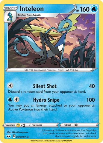 Inteleon (059/202) (Cracked Ice Holo) (Theme Deck Exclusive) [Sword & Shield: Base Set]