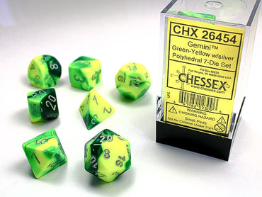 Chessex Polyhedral 7-Die Set Gemini Green-Yelllow/White