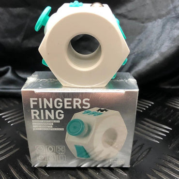 Fidget Cube Ring  - White/Teal