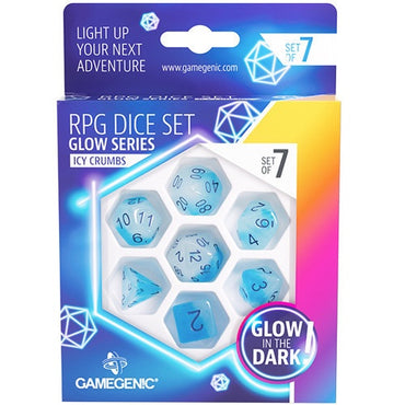 Gamegenic Glow Series - Icy Crumbs - RPG Dice Set (7 pcs)