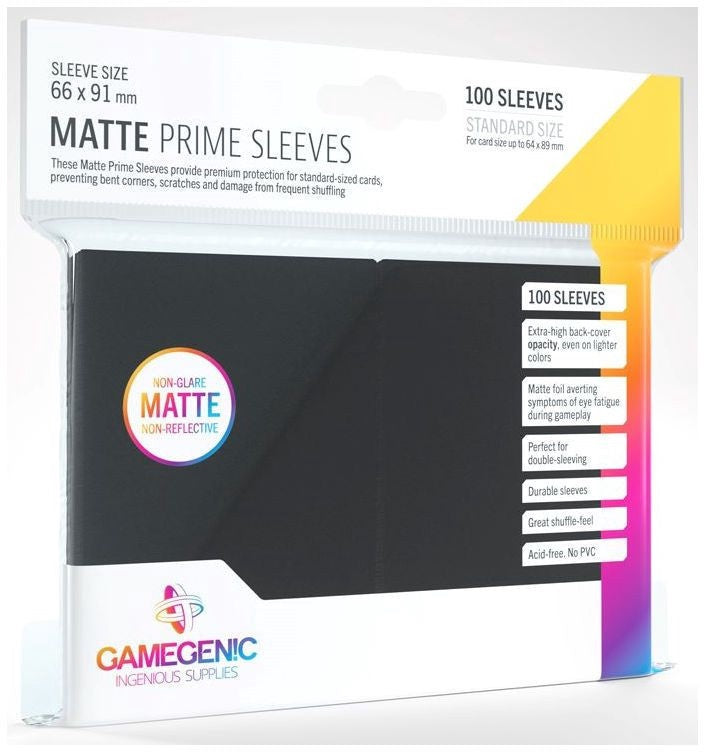 Gamegenic Matt Prime Card Sleeves Black (66mm x 91mm) (100 Sleeves Per Pack)