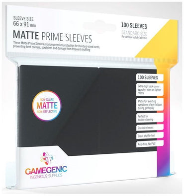 Gamegenic Matt Prime Card Sleeves Black (66mm x 91mm) (100 Sleeves Per Pack)