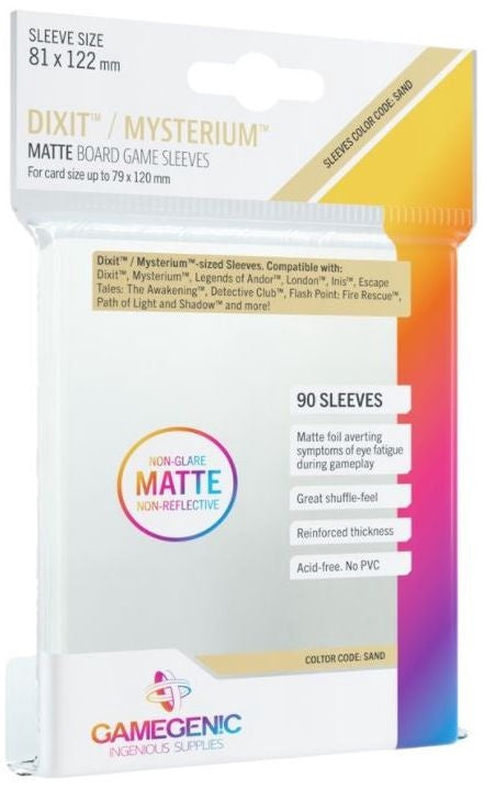 Gamegenic Matte Board Game Sleeves - Size Code SAND - Dixit/Mysterium (81mm x 122mm) (90 Sleeves Per Pack)