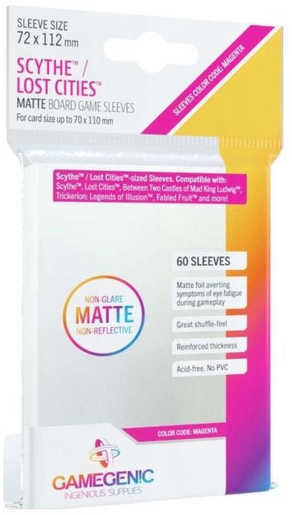 Gamegenic Board Game Card Sleeves - Scythe Clear Matte (72mm x 112mm) (60 Sleeves Per Pack)