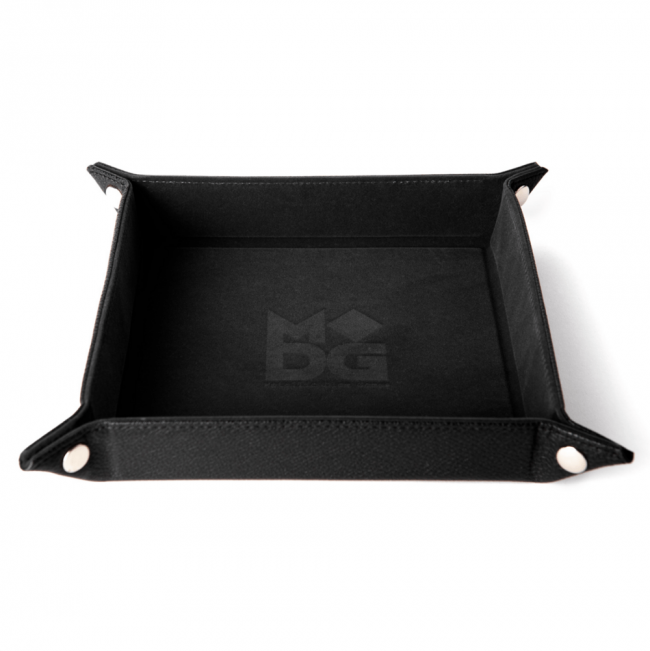 MDG Fold Up Velvet Dice Tray w/ PU Leather Backing: Black