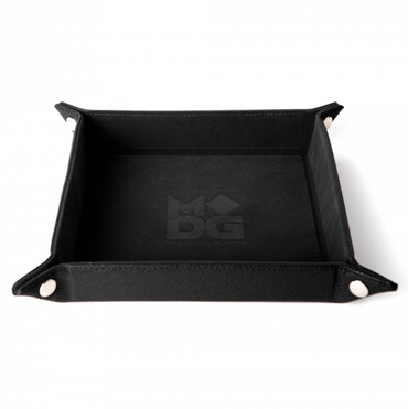 MDG Fold Up Velvet Dice Tray w/ PU Leather Backing: Black