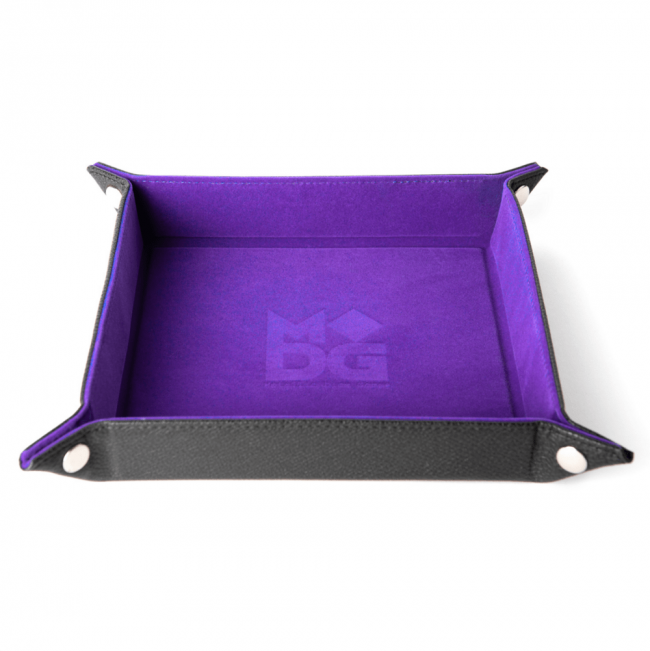 MDG Fold Up Velvet Dice Tray w/ PU Leather Backing: Purple
