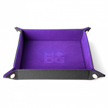 MDG Fold Up Velvet Dice Tray w/ PU Leather Backing: Purple