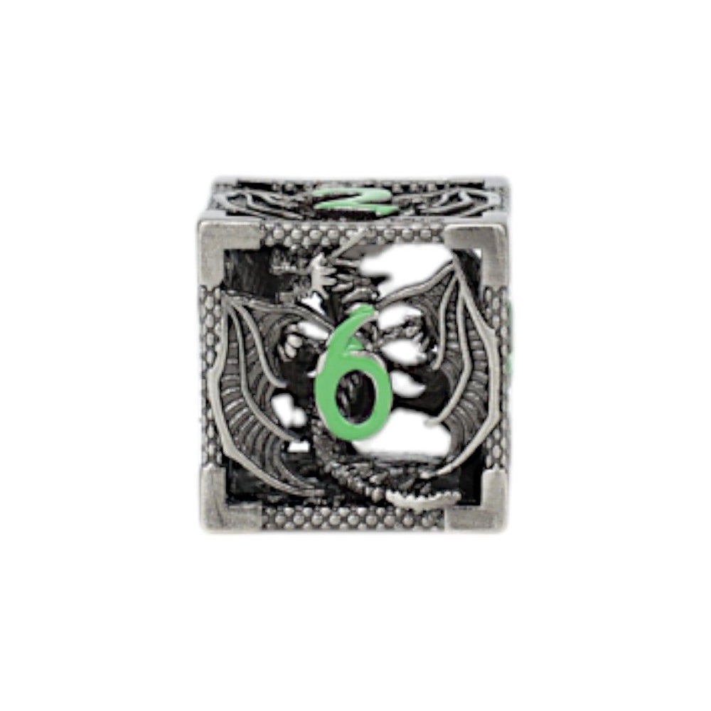 LPG Dice Dragon Hollow Dice Set Metal/Green