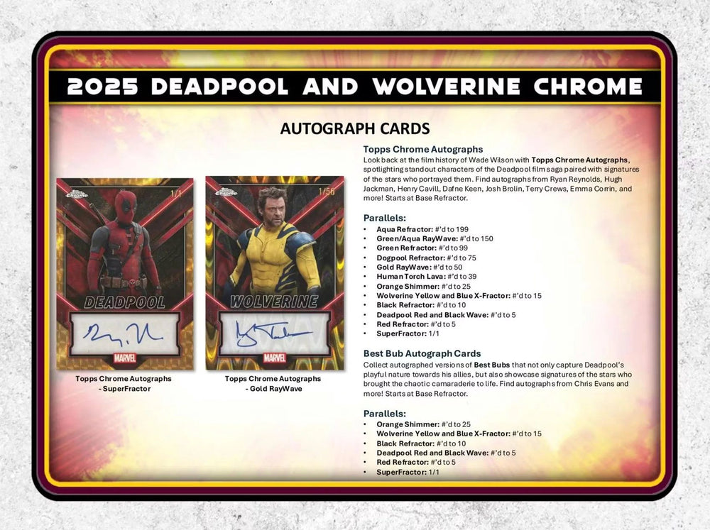 Topps 2025 Marvel Deadpool Chrome Hobby Box