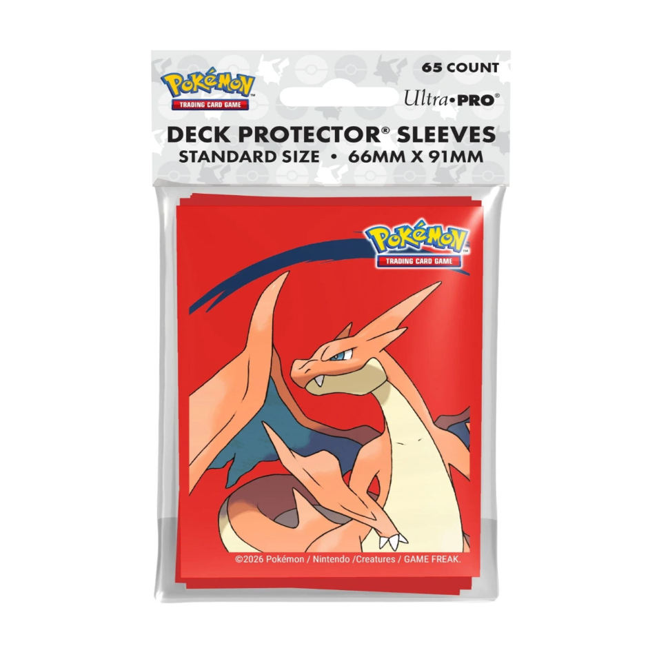 POKEMON MEGA CHARIZARD X 65CT DECK PROTECTOR SLEEVES RED
