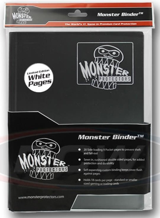 BCW Monster 9 Pocket Binder Album Black with White Pages