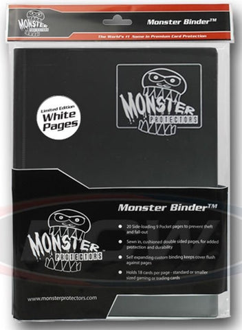 BCW Monster 9 Pocket Binder Album Black with White Pages