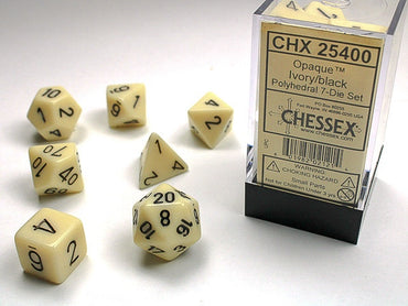 Chessex Polyhedral 7-Die Set Opaque Ivory/Black