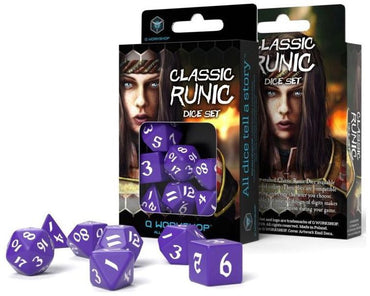 Classic Runic Dice Set - Purple and White (set of 7)