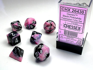 Chessex Polyhedral 7-Die Set Gemini Black-Pink/White