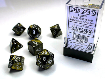 Chessex Polyhedral 7-Die Set Leaf Black Gold/Silver