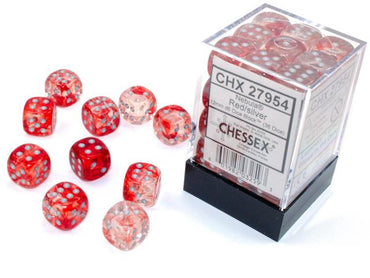 Chessex 12mm D6 Dice Block Nebula Red/Silver w/ Luminary