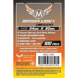 Mayday -  Yucatan Narrow Card Game Sleeves (Pack of 100) - 54 MM X 80 MM