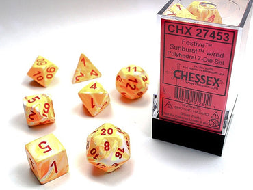 Chessex Polyhedral 7-Die Set Festive Sunburst/Red