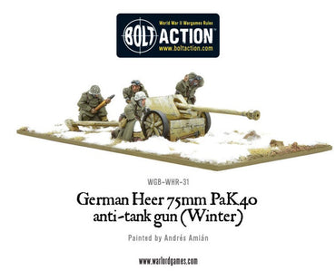 Bolt Action German Heer 75mm Pak 40 AT Gun (Winter)