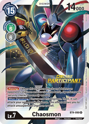 Chaosmon [BT4-090] (Online Participant) [Great Legend Promos]