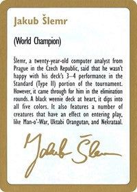 1997 Jakub Slemr Biography Card [World Championship Decks]
