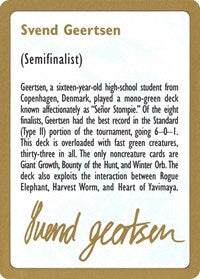 1997 Svend Geertsen Biography Card [World Championship Decks]