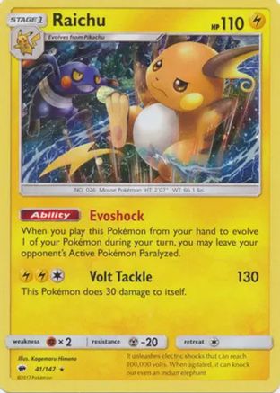 Raichu (41/147) (Cosmos Holo) [Sun & Moon: Burning Shadows]