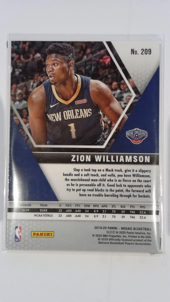 2019-20 MOSAIC ZION WILLIAMSON ROOKIE #209
