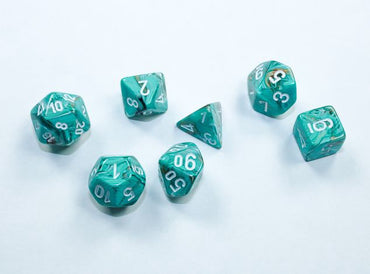 Chessex Marble Mini-Polyhedral Oxi-Copper /White 7-Die Set