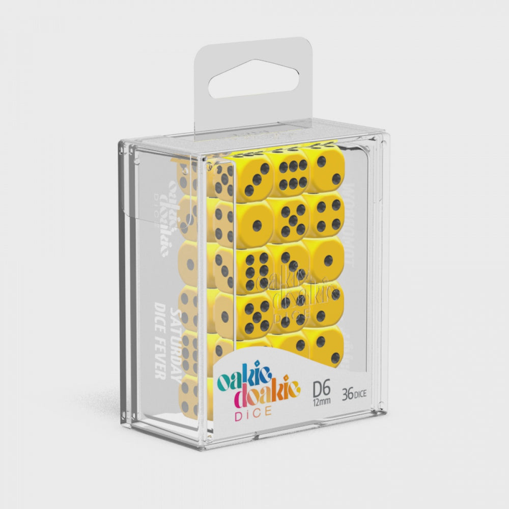 Oakie Doakie Dice D6 12 mm Solid - Yellow (36)