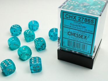 Chessex 12mm D6 Dice Block Cirrus Aqua/Silver