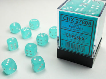 Chessex 12mm D6 Dice Block Frosted Teal/White