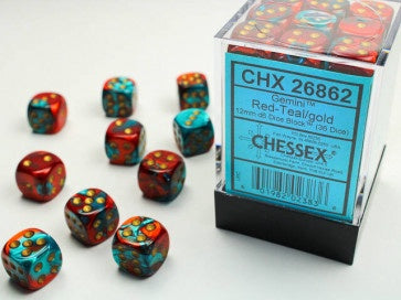 Chessex 12mm D6 Dice Block Gemini Red-Teal/Gold