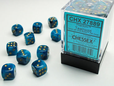 Chessex 12mm D6 Dice Block Phantom Teal/Gold