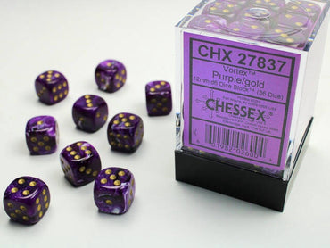Chessex 12mm D6 Dice Block Vortex Purple/Gold