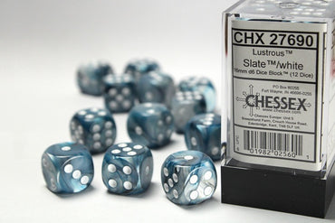 Chessex 16mm D6 Dice Block Lustrous Slate/White