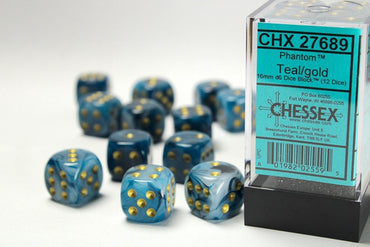 Chessex 16mm D6 Dice Block Phantom Teal/Gold