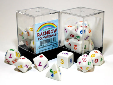 Chessex Polyhedral 7-Die Set Opaque White/Rainbow